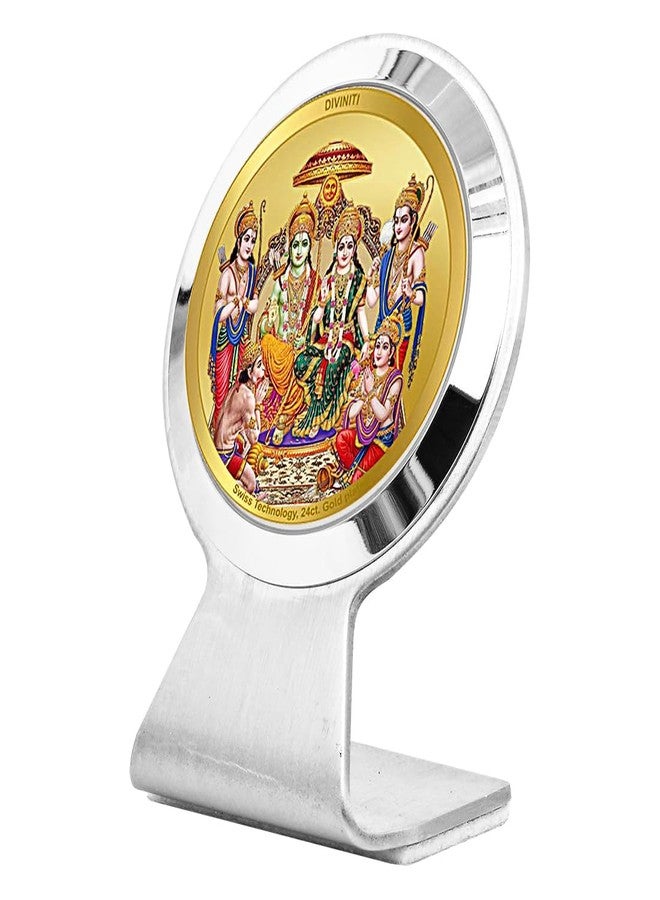 DIVINITI Ram Darbar God Idol Round Photo Frame Tabletop for Car Dashboard,Table Décor,Office,MCF 1CR Photo Frames&24K Gold Plated Foil| Religious Photo Frame Idol for Pooja,Gifts Items (6.2x4.5 cm) - Image 5